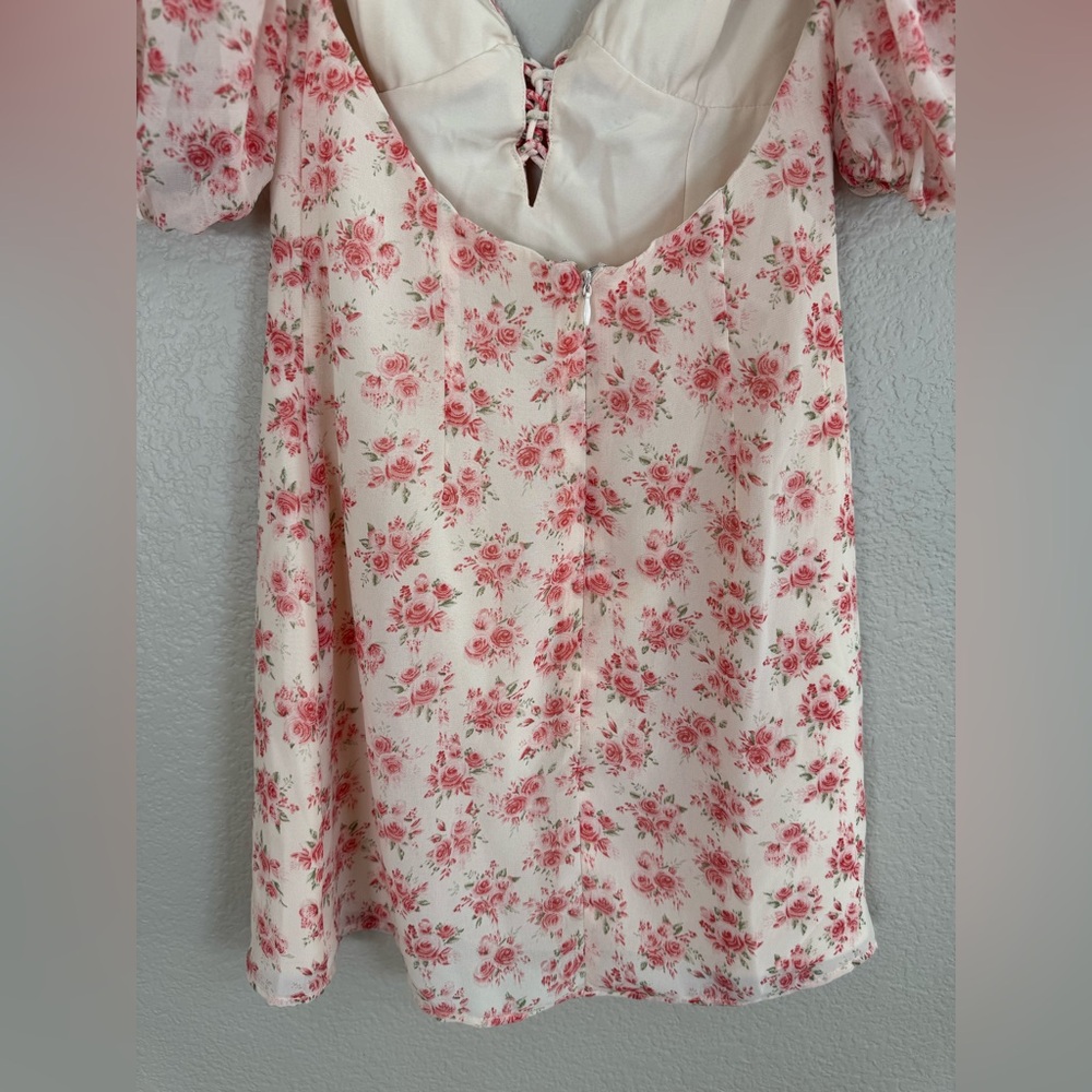 Revolve More To Come Sherrie Puff Sleeve Pink Floral Mini Dress size XS $78 - Picture 9 of 16